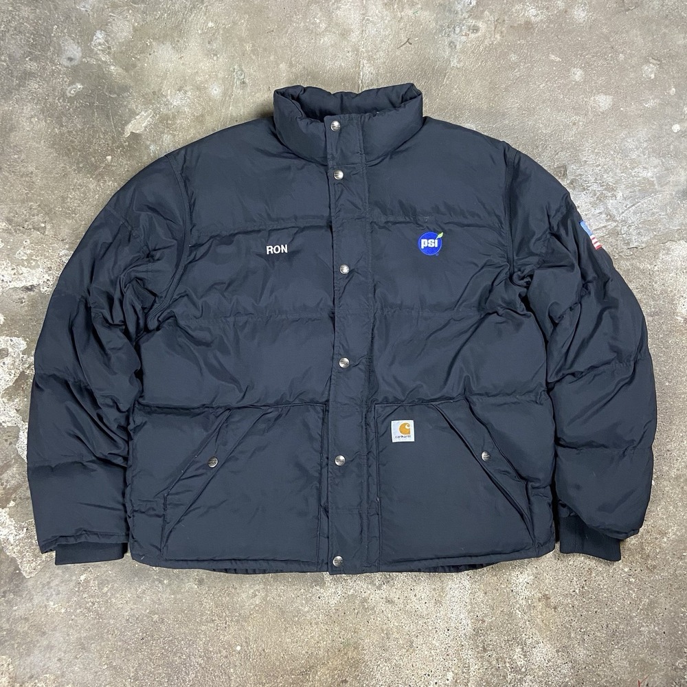 Carhartt Kalkaska Down Puffer Jacket Size Large Black Full Zip Work Wear‎ 100117
